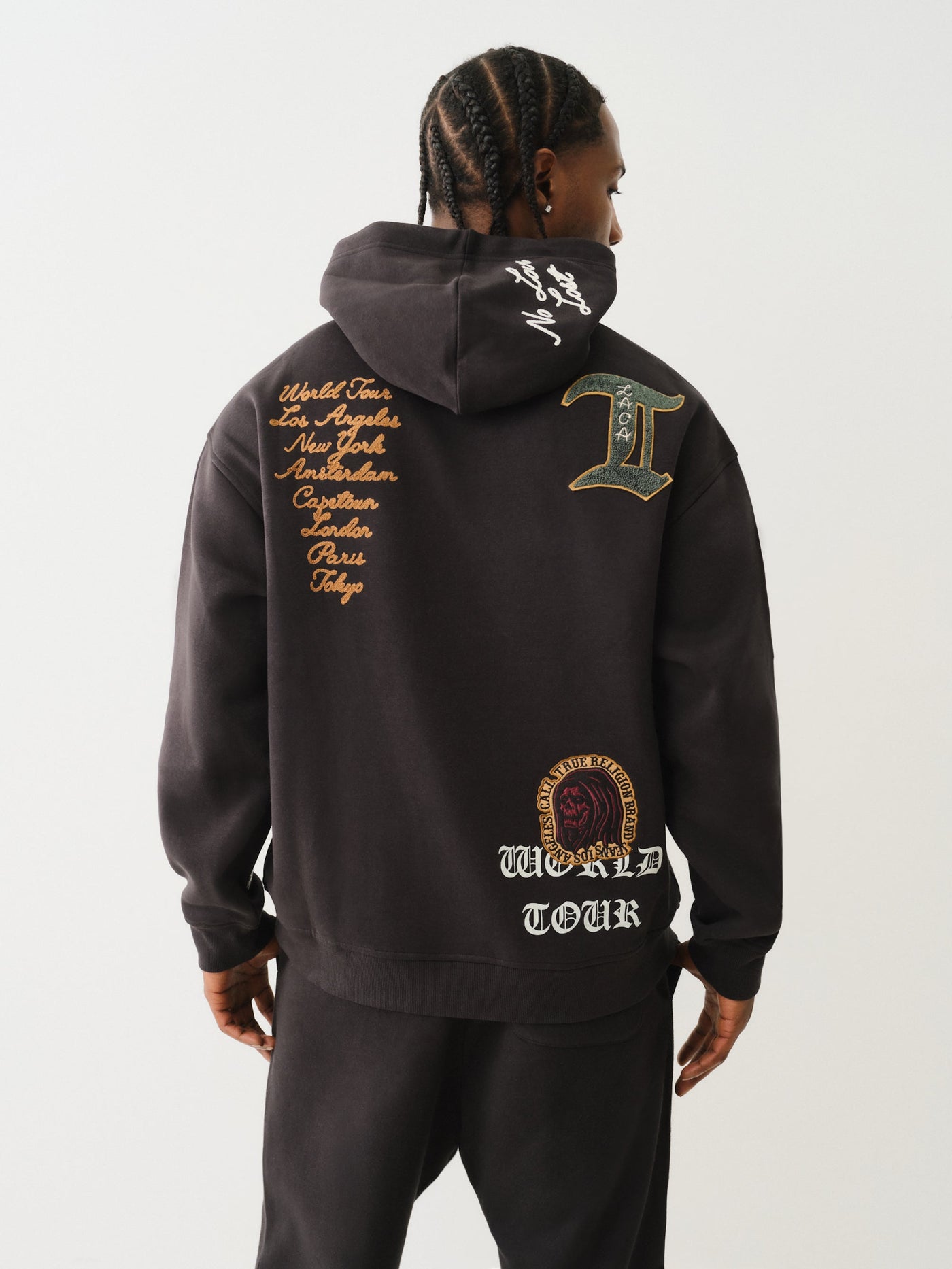True Religion Patch Embro Hoodie Jet Black