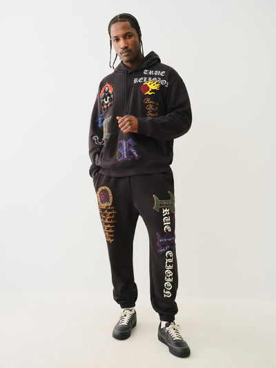 True Religion Patch Embro Hoodie Jet Black