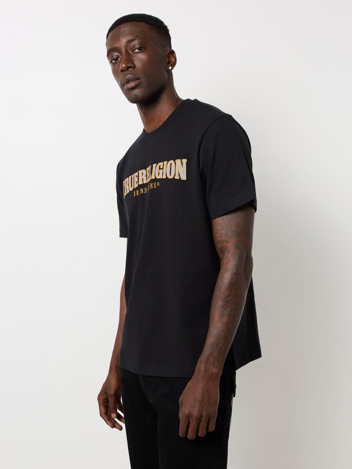 True Religion Ss Reflective Arch Tee Jet Black