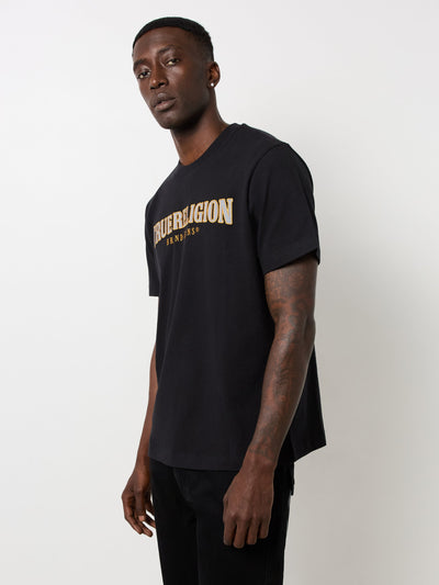 True Religion Ss Reflective Arch Tee Jet Black