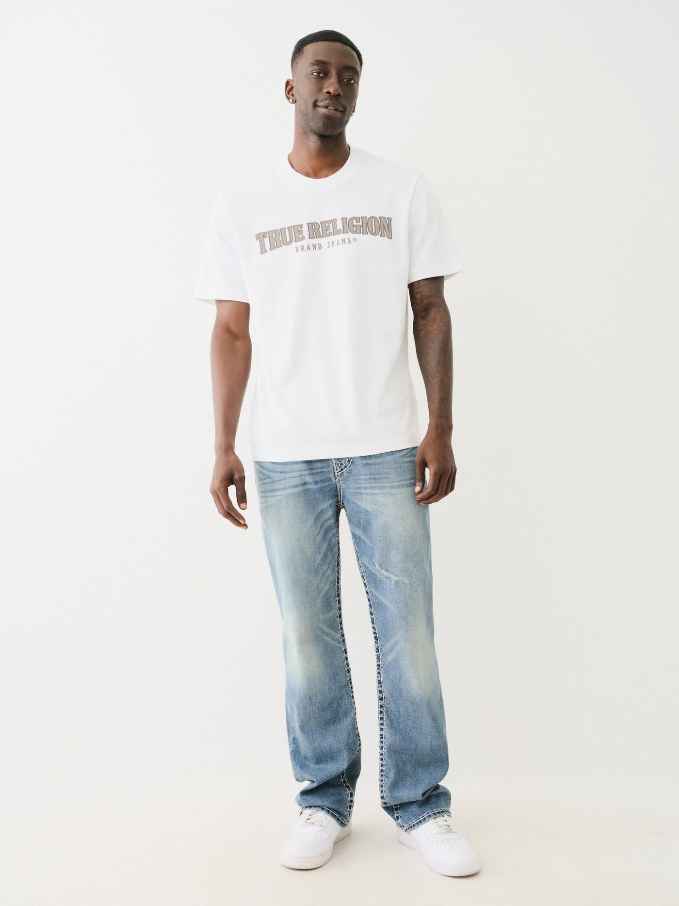 True Religion Ss Reflective Arch Tee Optic White