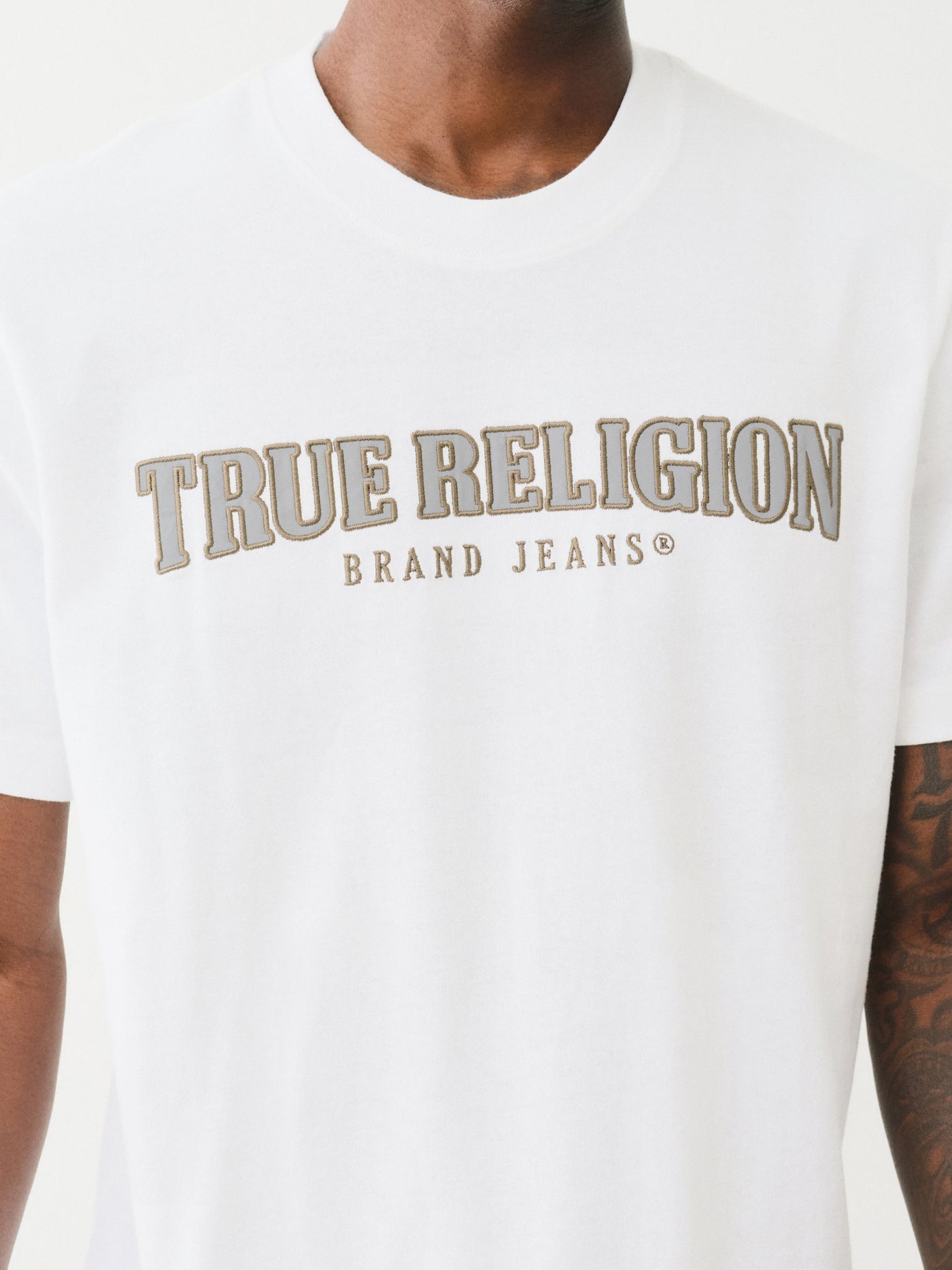 True Religion Ss Reflective Arch Tee Optic White