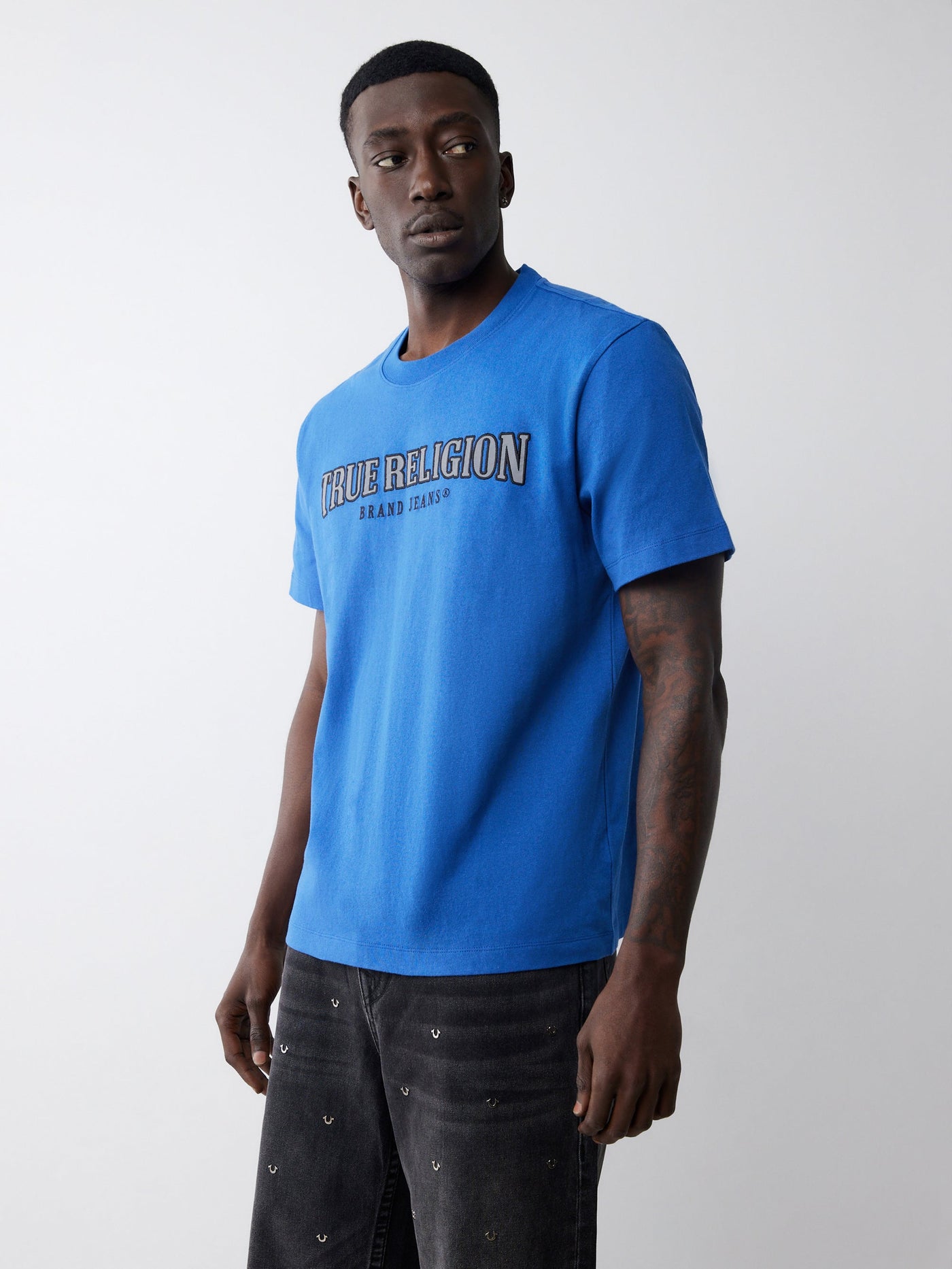 True Religion Ss Reflective Arch Tee Galaxy Blue