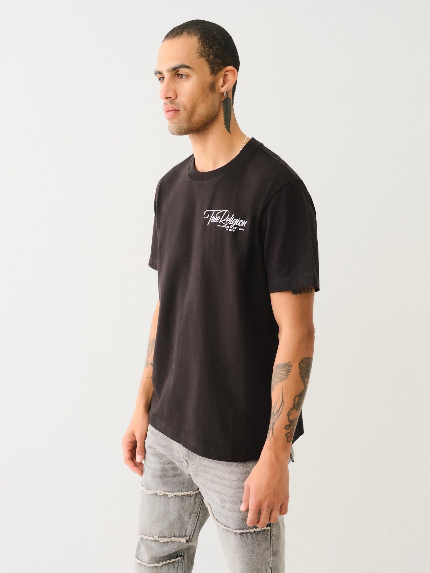 True Religion Ss Multi Puff Logo Tee Jet Black
