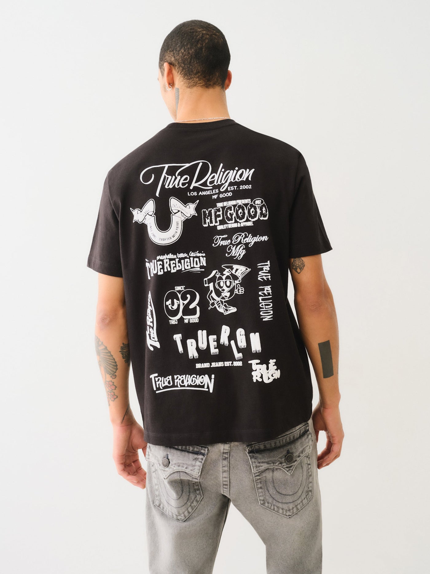 True Religion Ss Multi Puff Logo Tee Jet Black