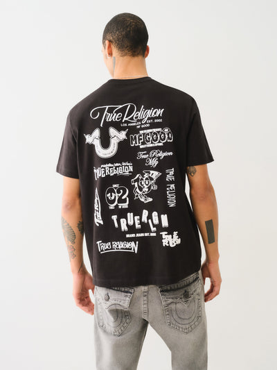 True Religion Ss Multi Puff Logo Tee Jet Black
