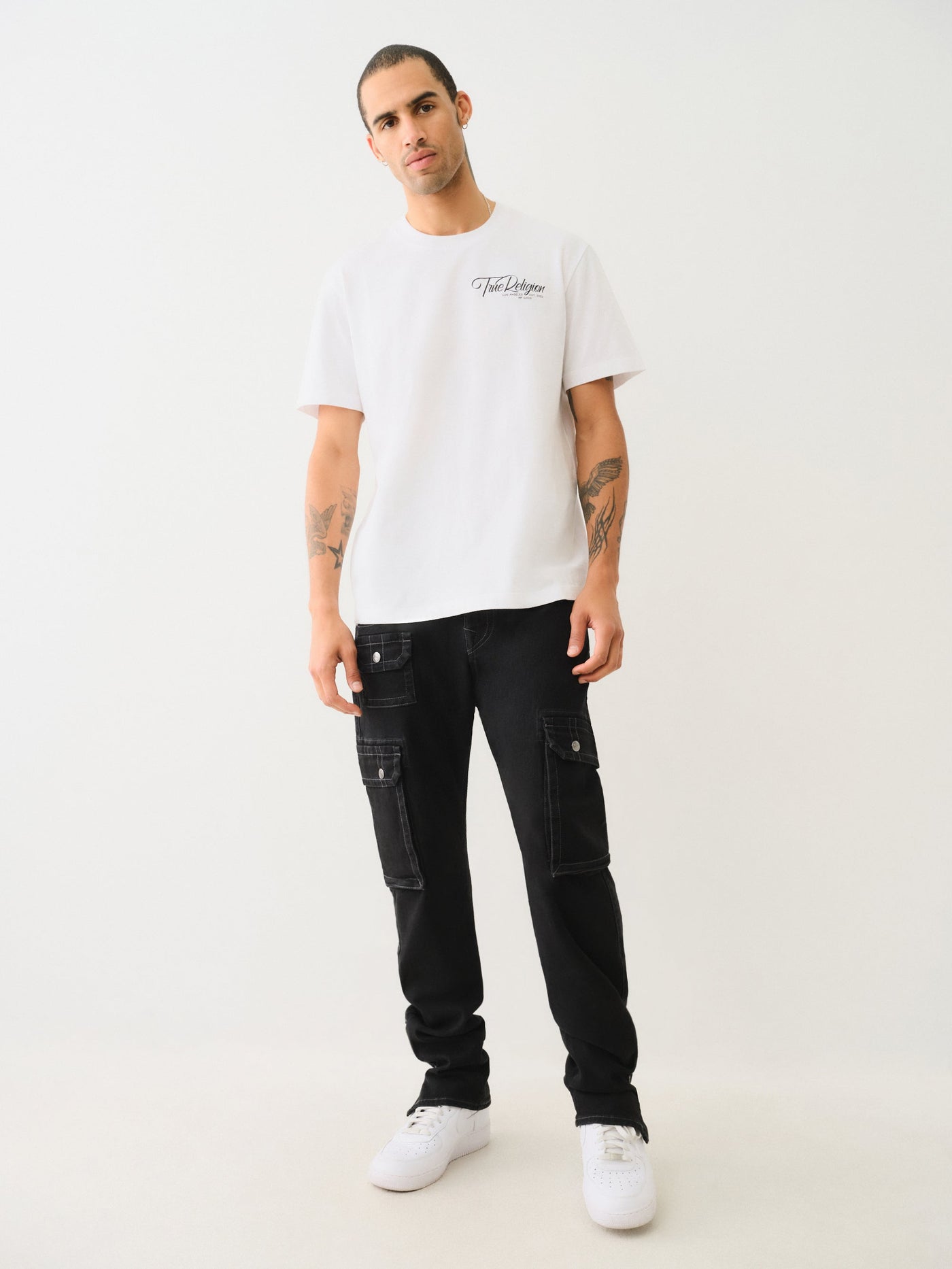 True Religion Ss Multi Puff Logo Tee Optic White