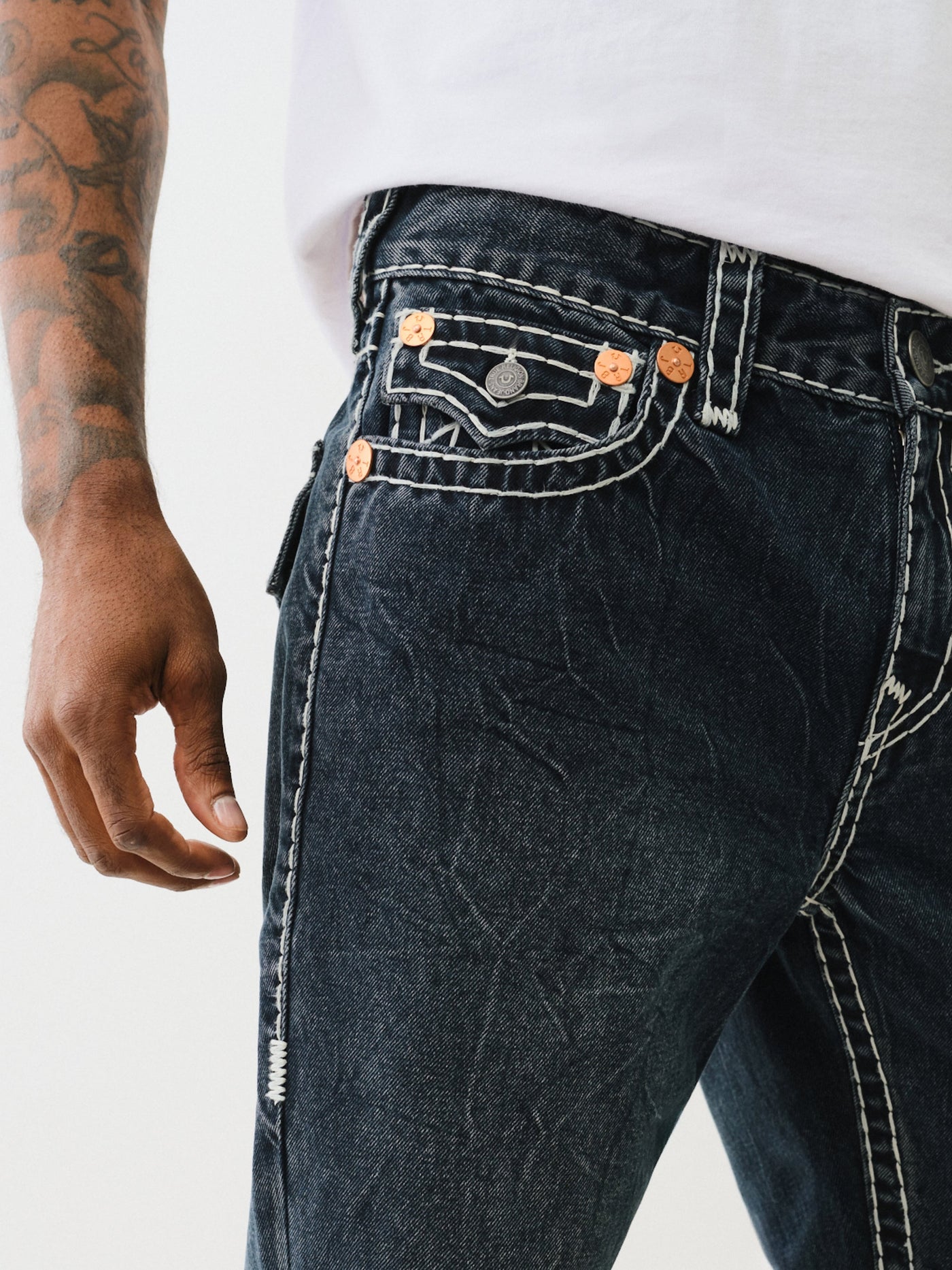 True Religion Billy Super T Flap Fleet Blue Black Wash