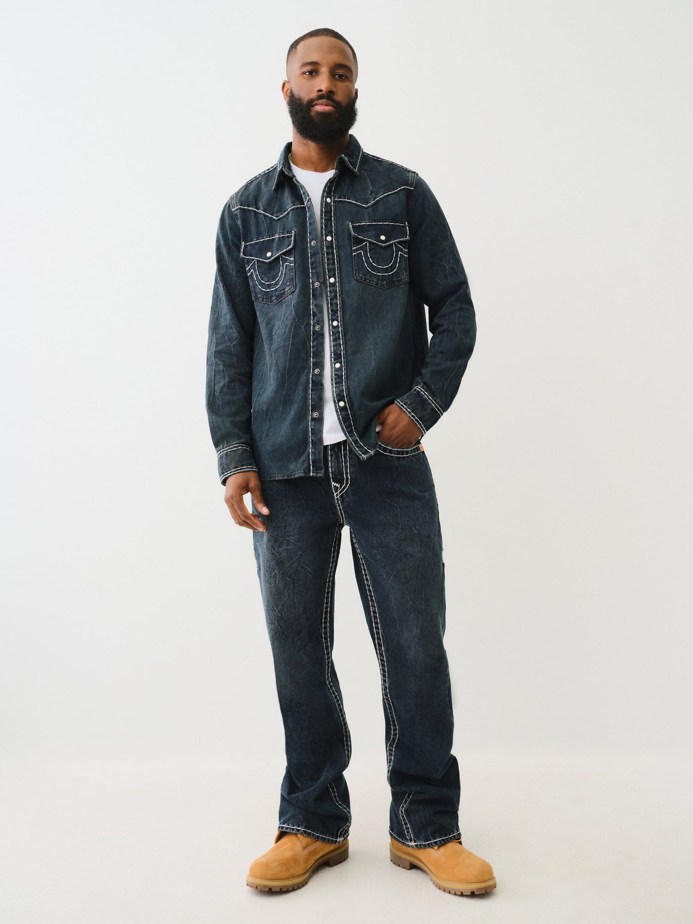 True Religion Billy Super T Flap Fleet Blue Black Wash