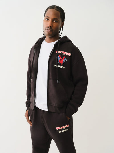 True Religion Pb X Tr Raw Edge Fleece Zip Up Jet Black