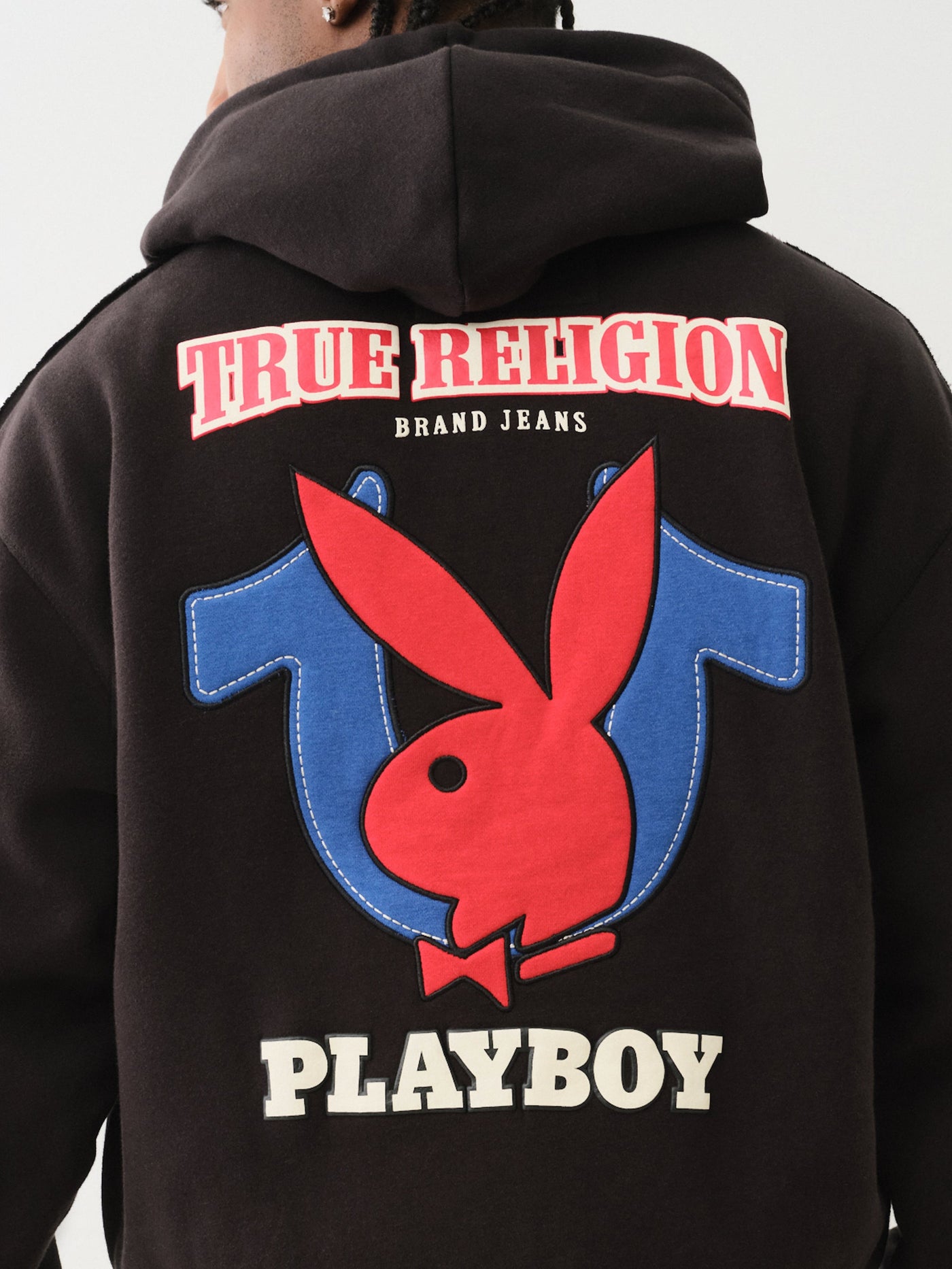 True Religion Pb X Tr Raw Edge Fleece Zip Up Jet Black