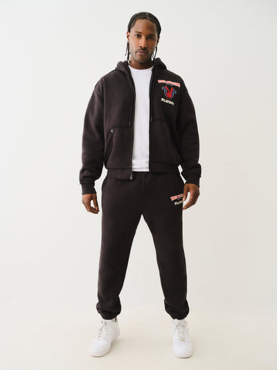 True Religion Pb X Tr Raw Edge Fleece Zip Up Jet Black