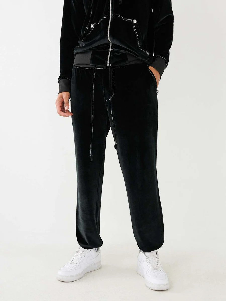 True Religion Track Pants Velour Bit T Jet Black