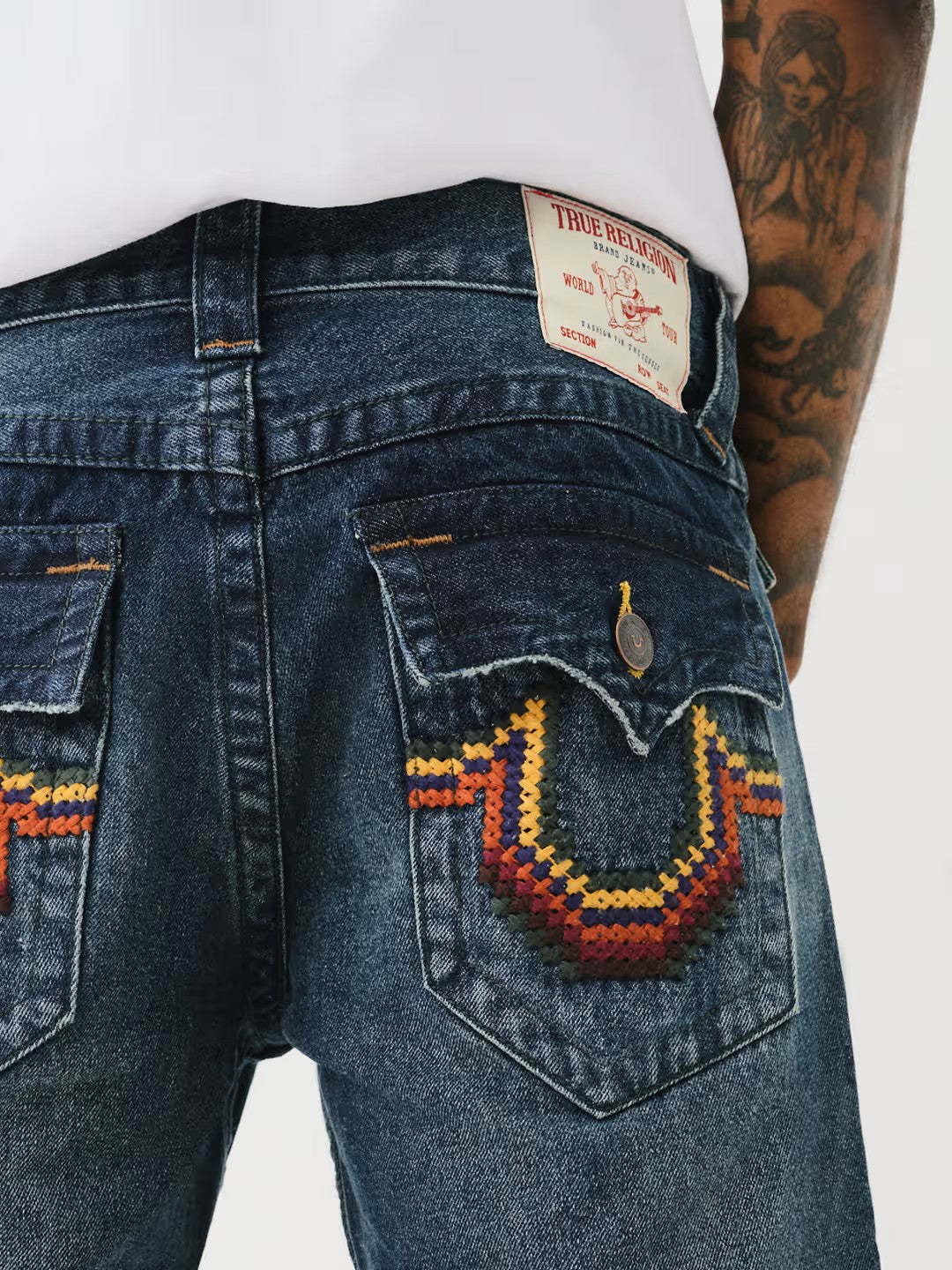 True Religion Jeans Ricky Cross Stitch Dark Wash