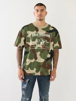 True Religion Crew Shoulder Camo Green