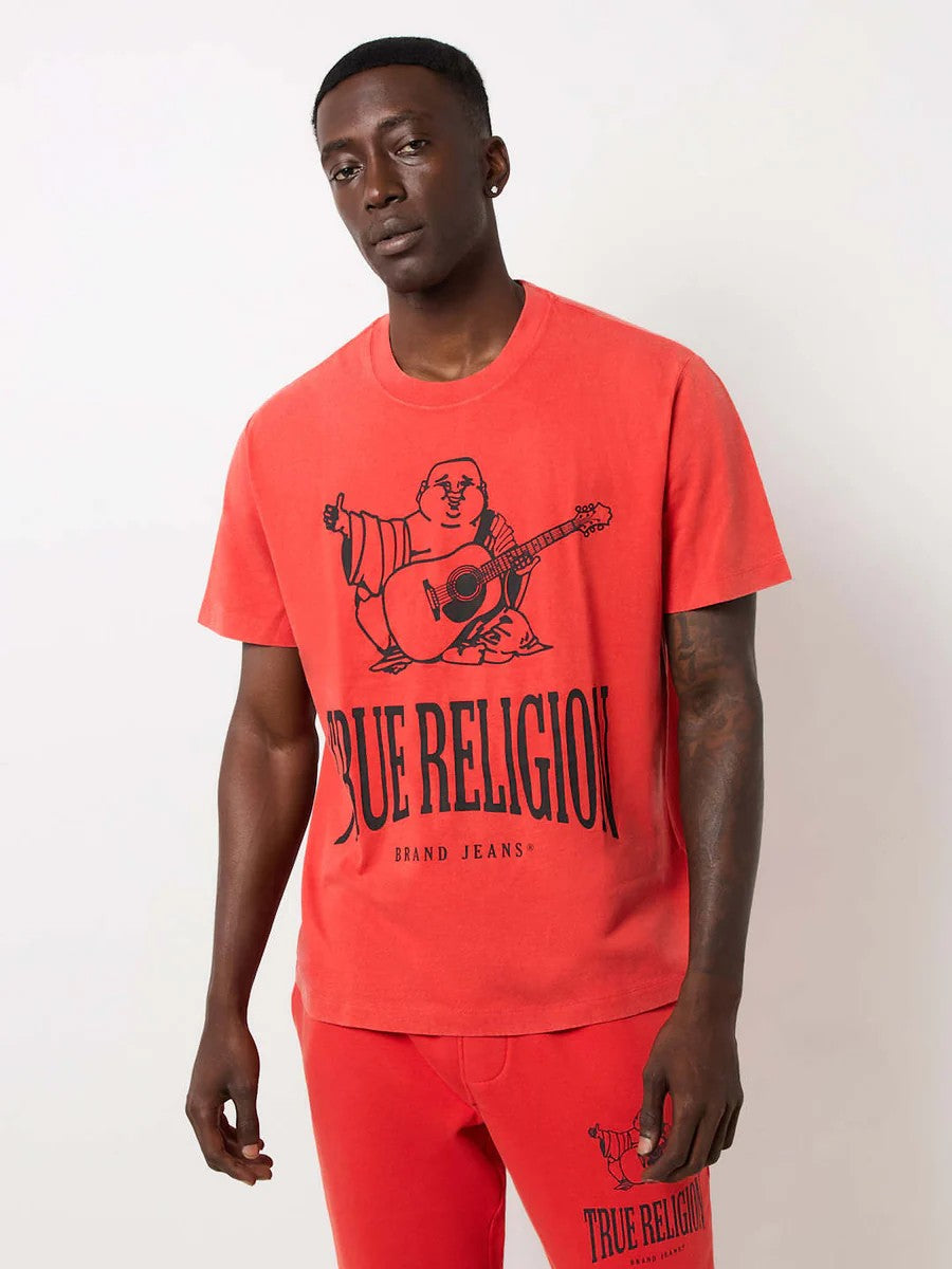 True Religion Crew Crackle Vintage Wash Red