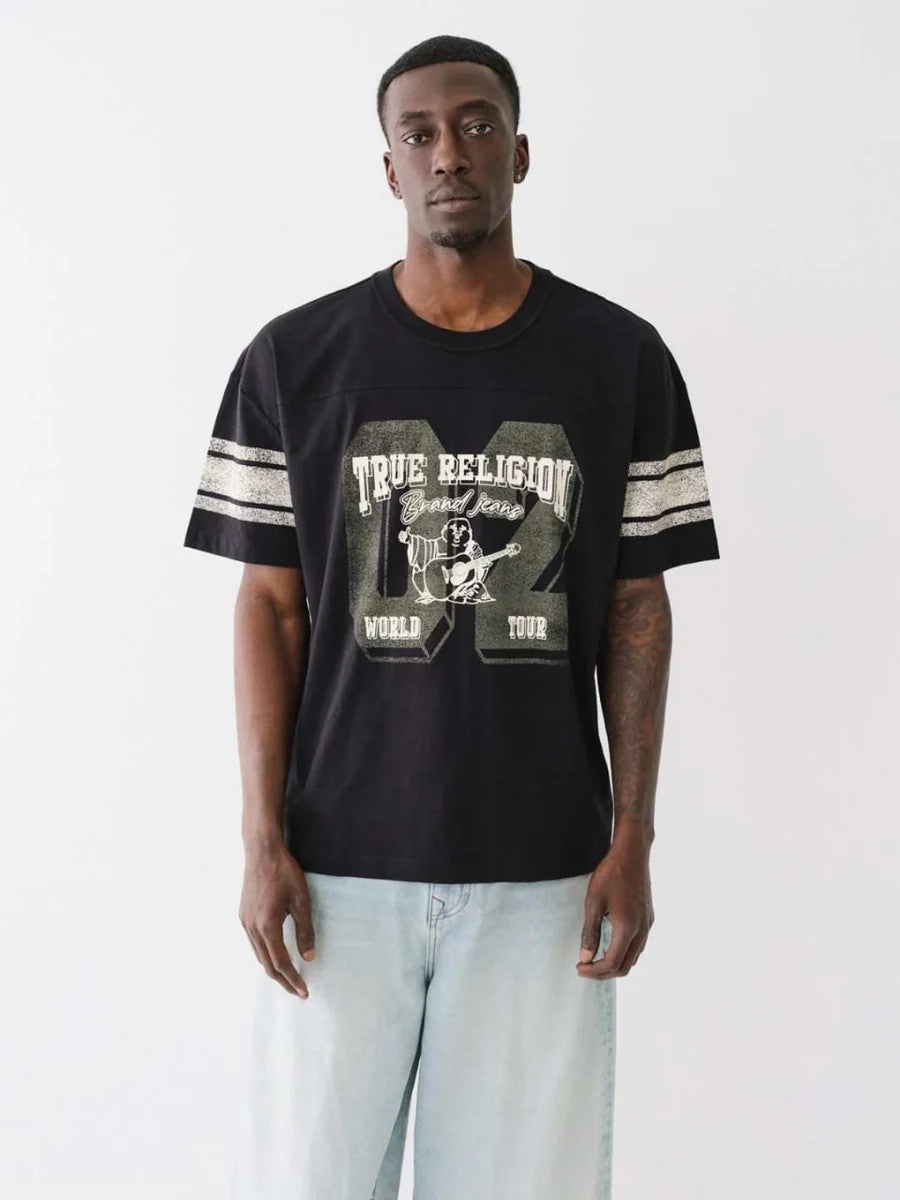 True Religion Crew Oversize Distress Jet Black