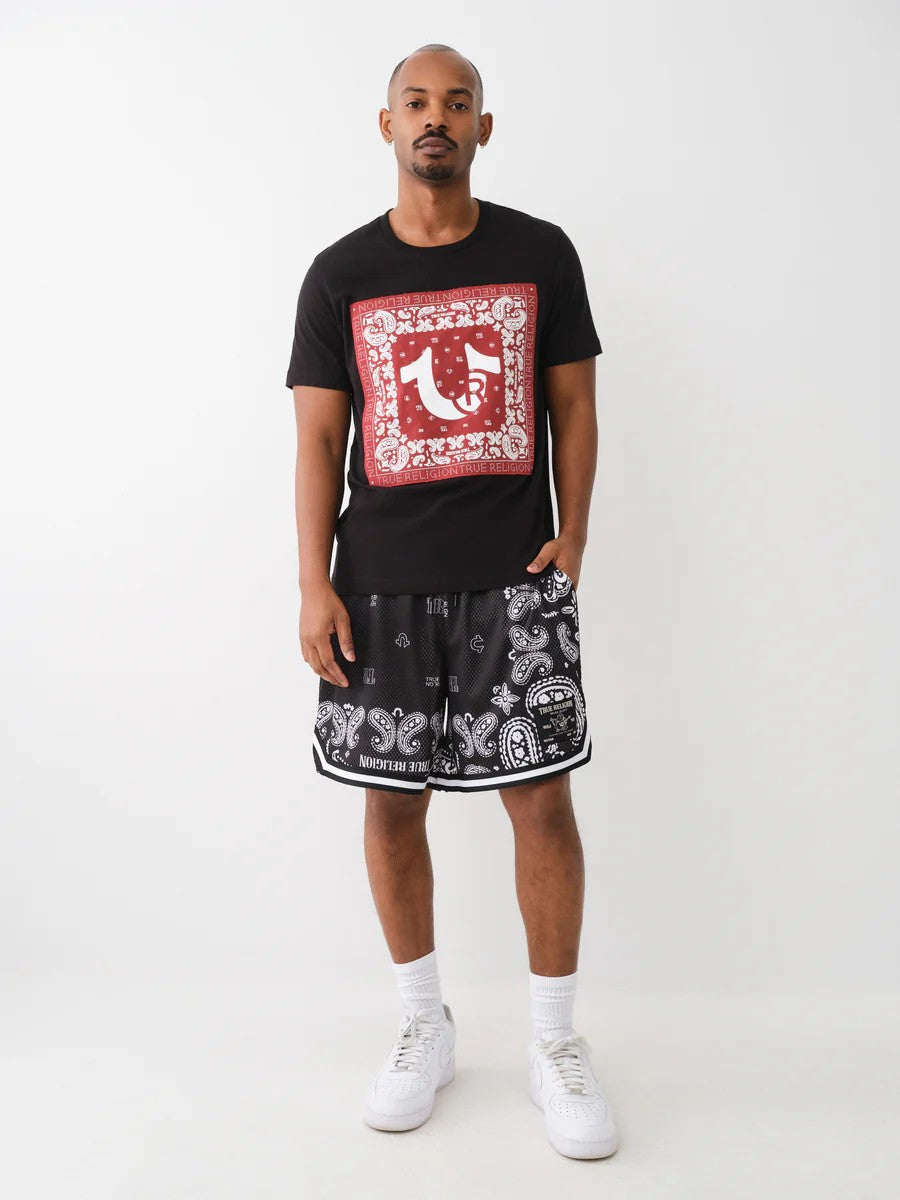 True Religion Crew Fray Twill Applique Jet Black