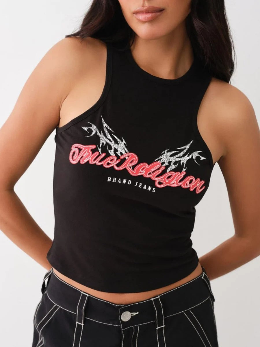 True Religion Crew Ladies Racer Front Jet Black