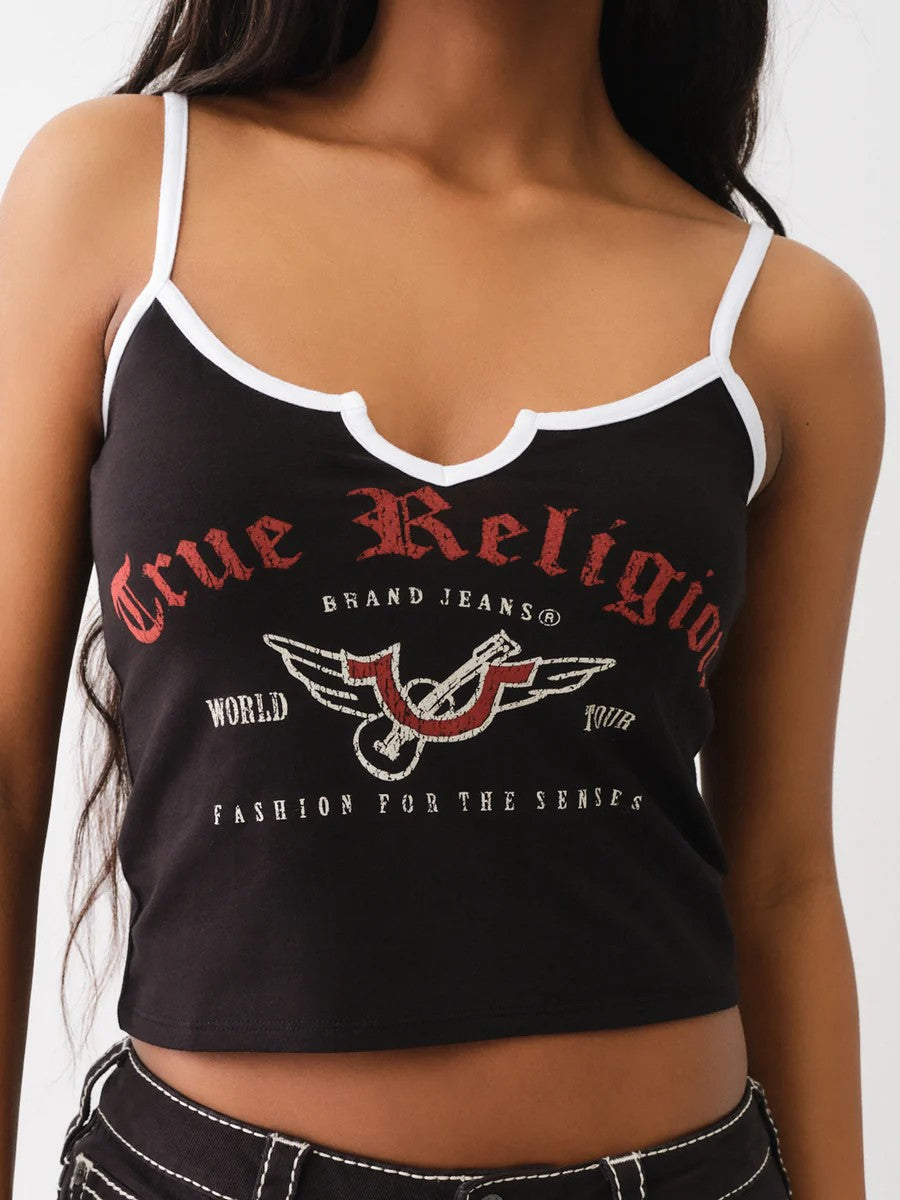 True Religion Crew Notch Cami Black-White