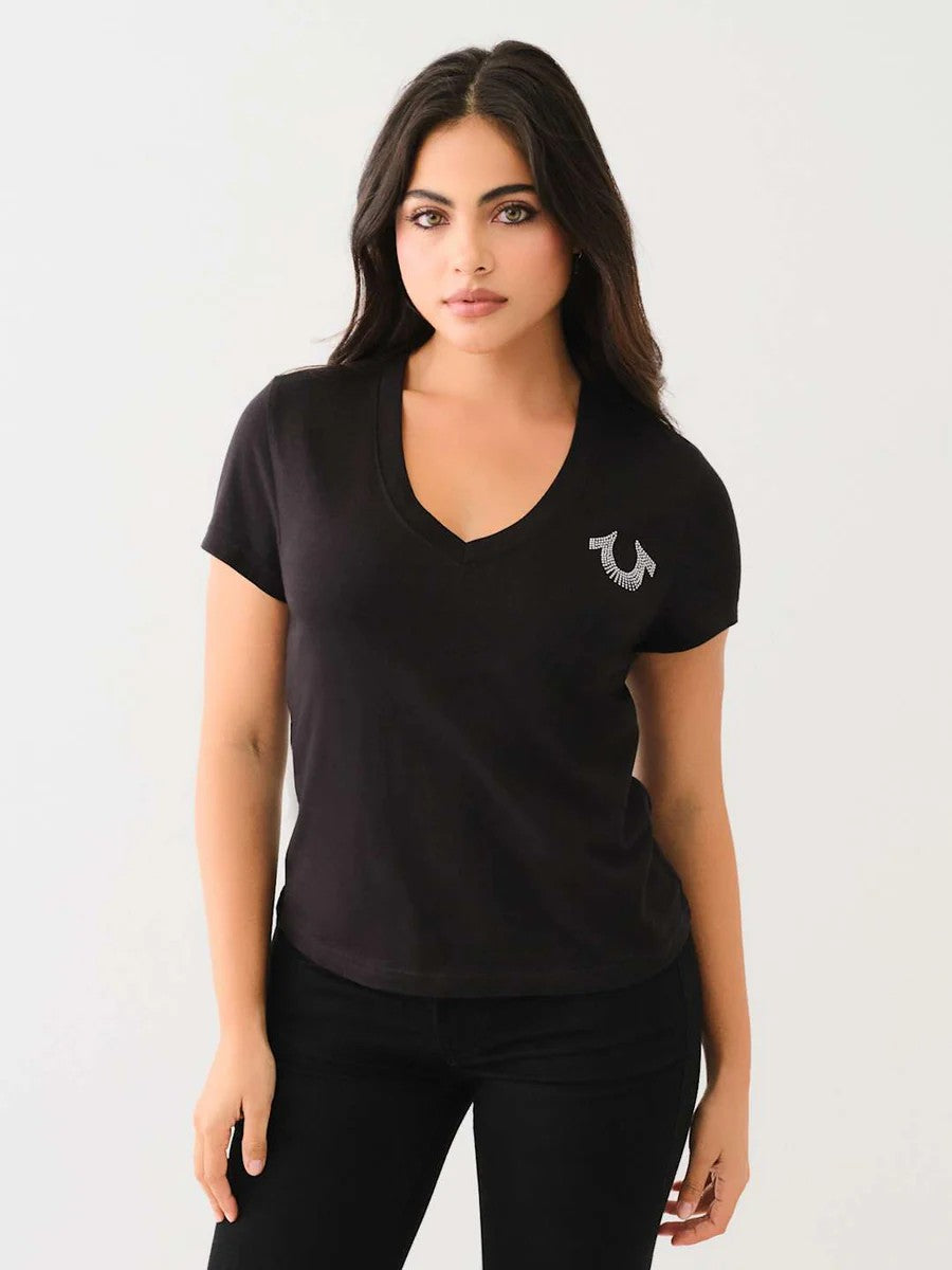 True Religion Crew Ladies Crystal Jet Black