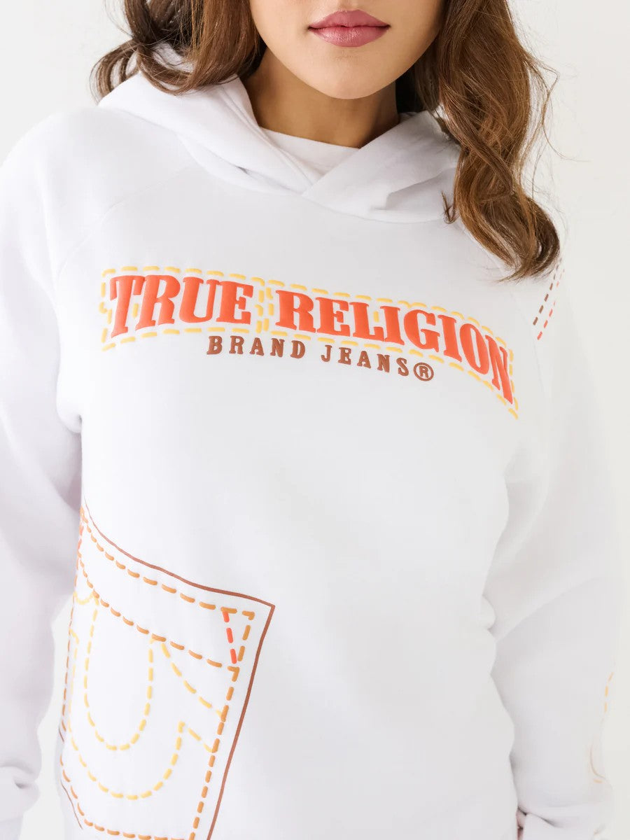True Religion Sweater Ladies Logo Hoodie Optic White