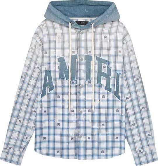 Amiri Shirt Over Hoodie Logo Blue