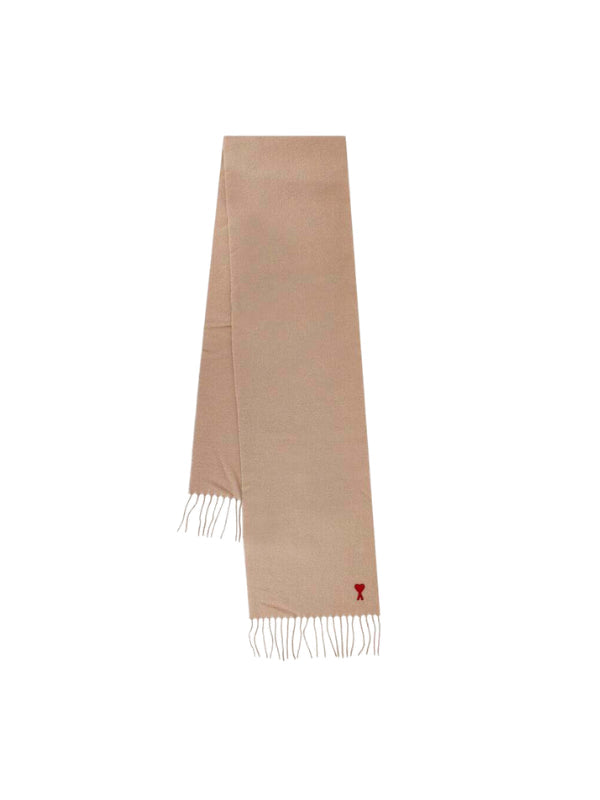 Ami Scarf Fringe Logo Beige