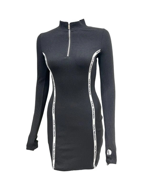 True Religion Dress Mini Zip Up Jet Black