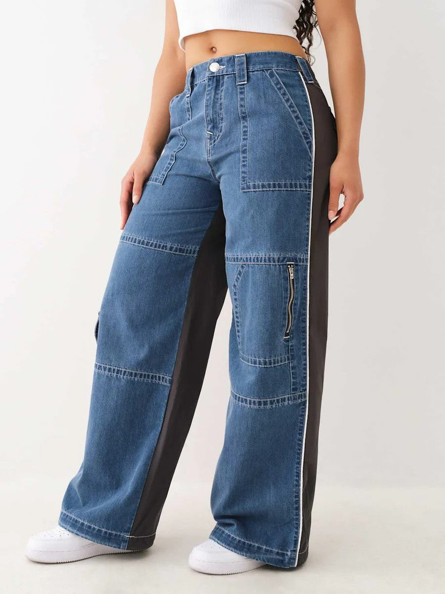 True Religion Cargo Pants Baggy Ladies Mdeium Wash