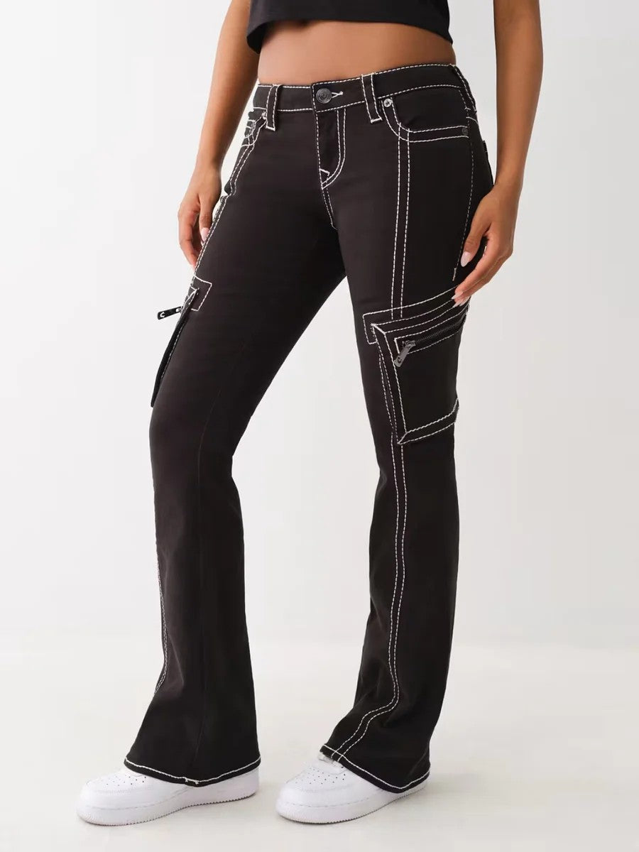 True Religion Cargo Pants Ladies Becca Bootcut Black