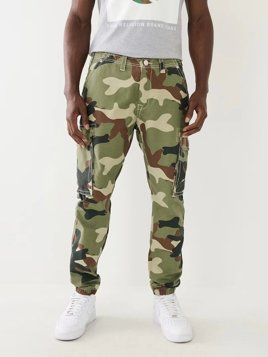 True Religion Cargo Pants Big T Camo Green