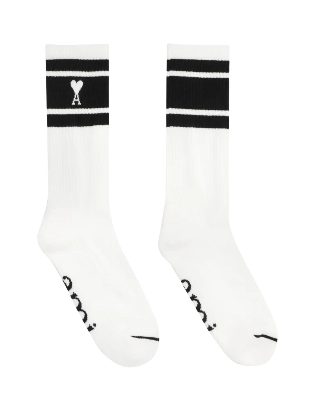 Ami Socks Striped Logo Black