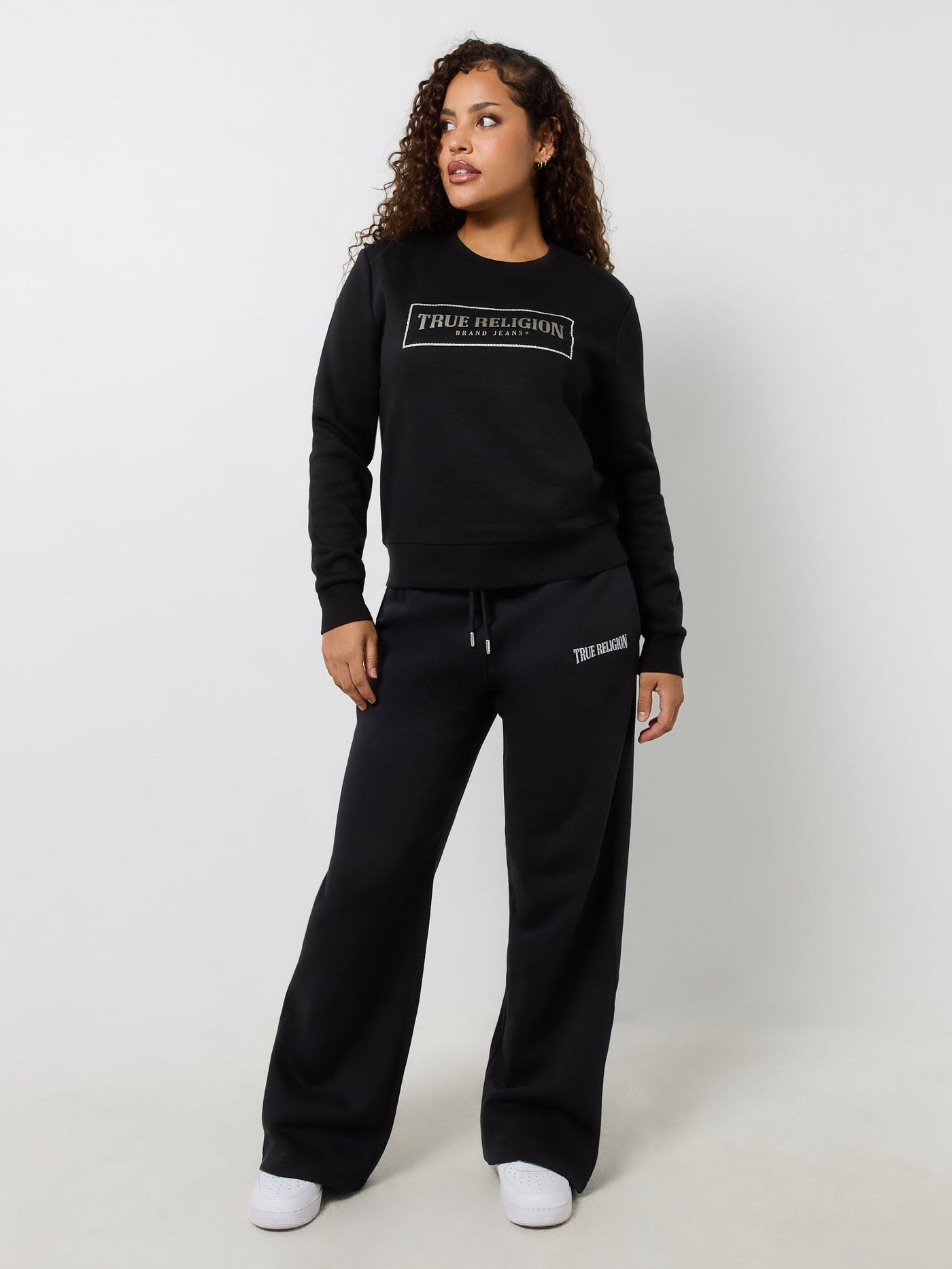 True Religion Crystal Logo Classic Crew Neck Jet Black