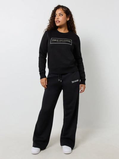 True Religion Crystal Logo Classic Crew Neck Jet Black