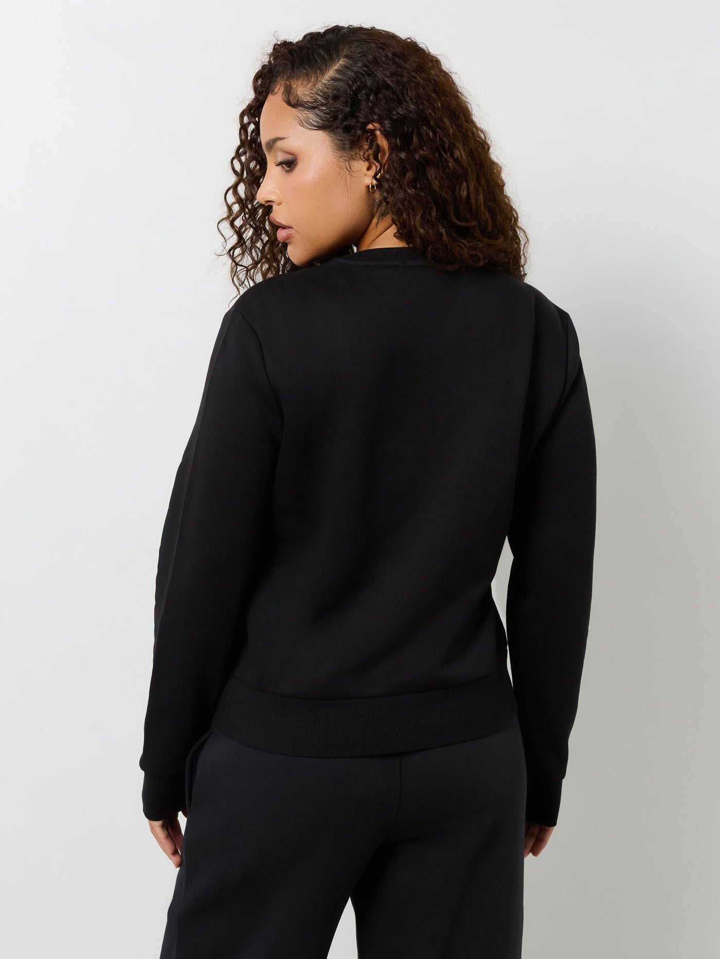 True Religion Crystal Logo Classic Crew Neck Jet Black