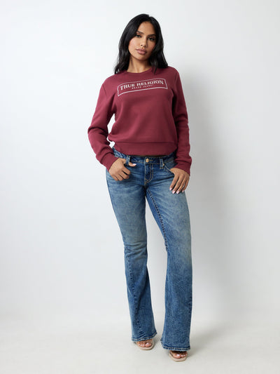 True Religion Crystal Logo Classic Crew Neck Cordovan