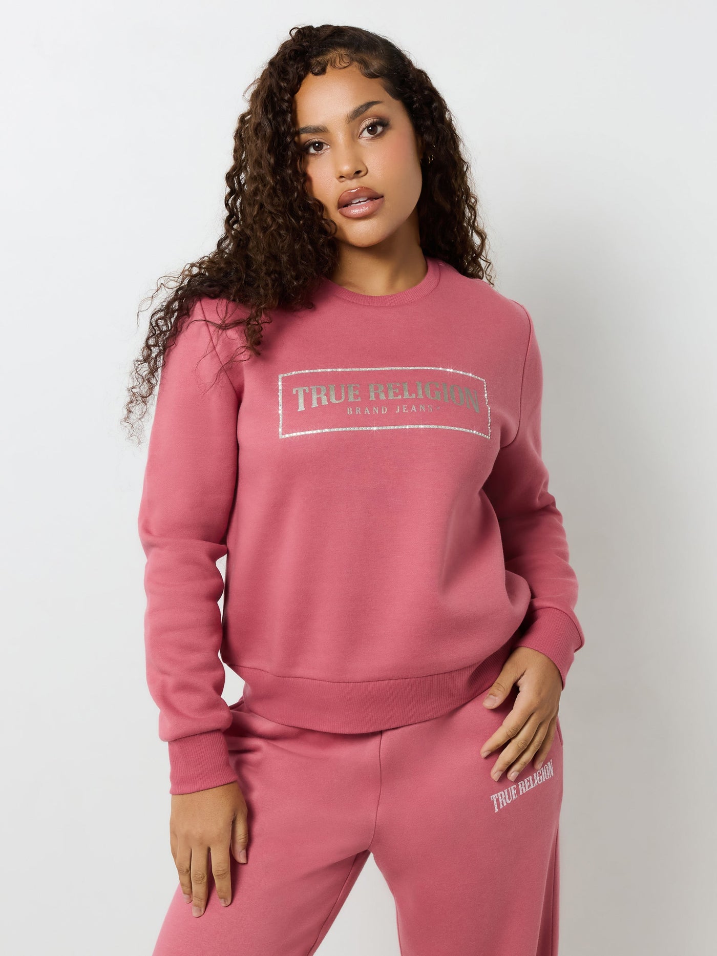 True Religion Crystal Logo Classic Crew Neck Mauvewood