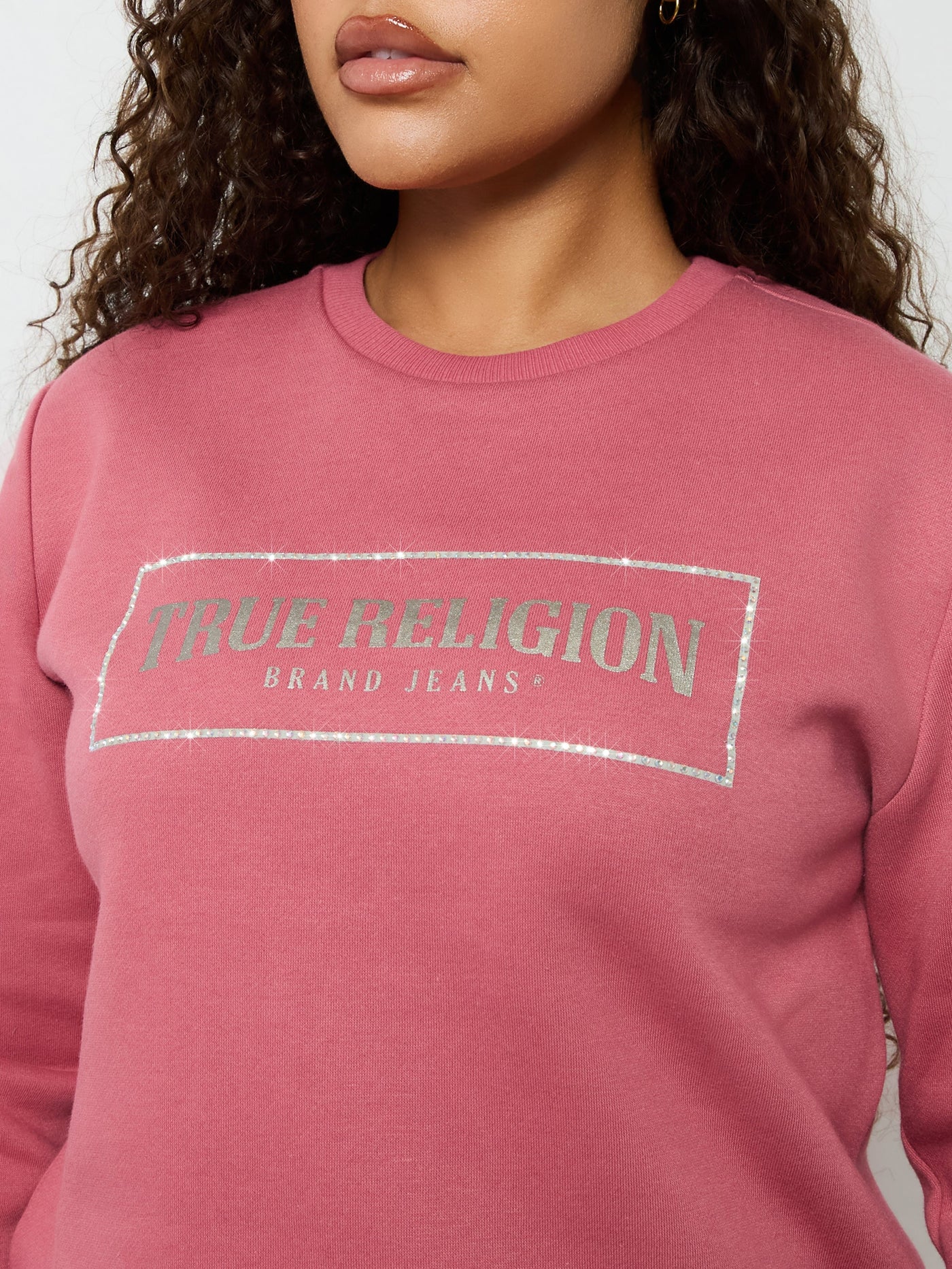 True Religion Crystal Logo Classic Crew Neck Mauvewood