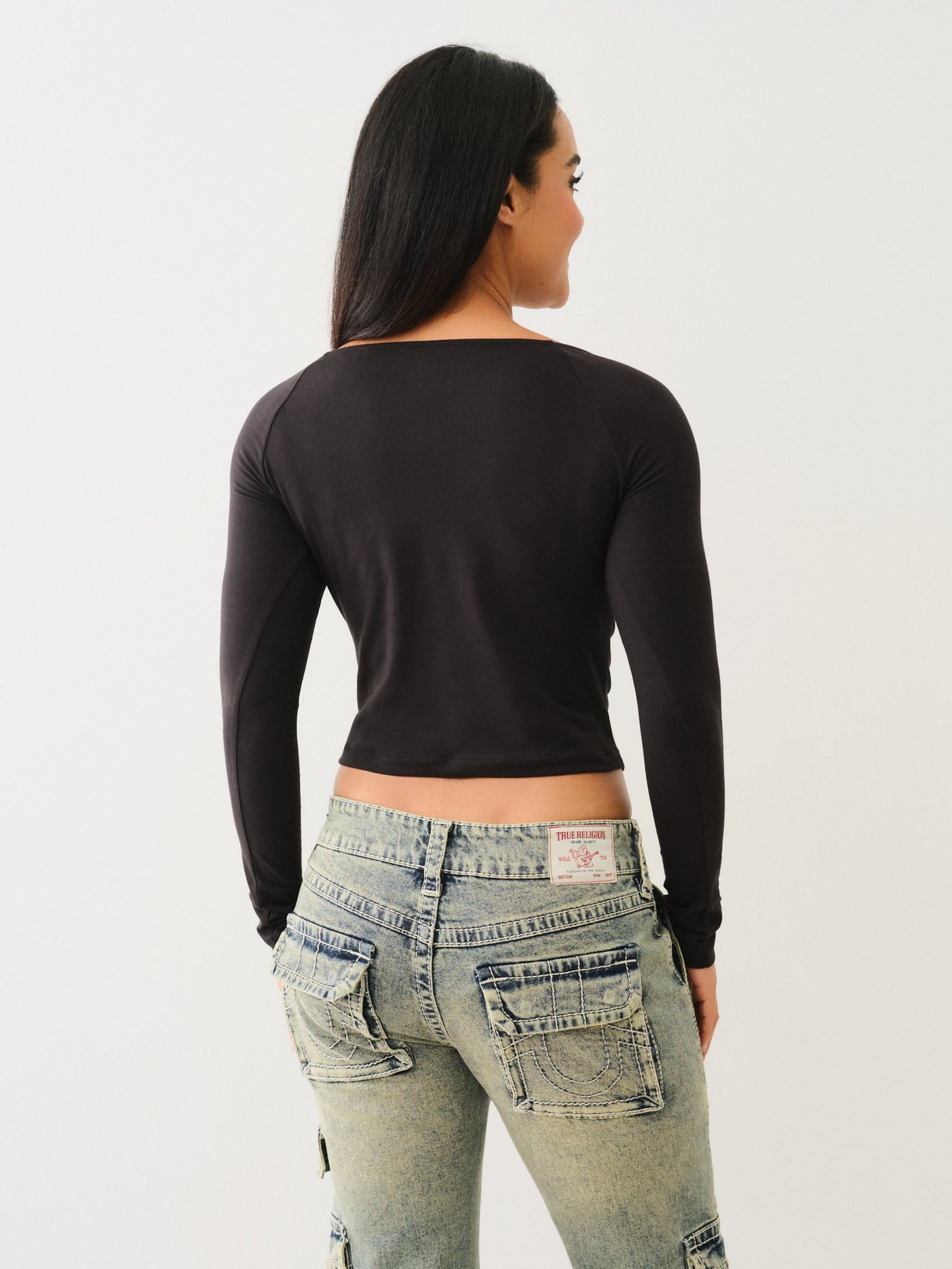 True Religion Hs Ls Boat Neck Fashion Tee Jet Black