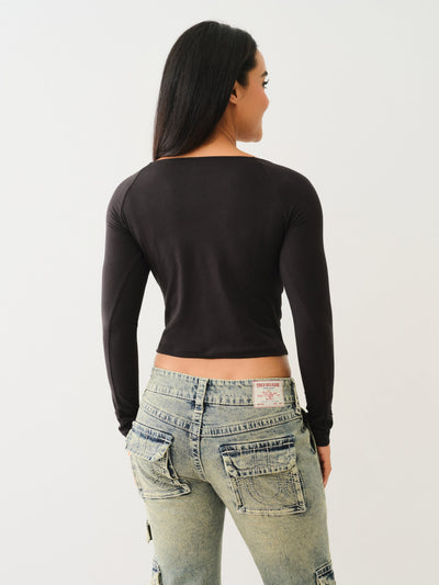 True Religion Hs Ls Boat Neck Fashion Tee Jet Black