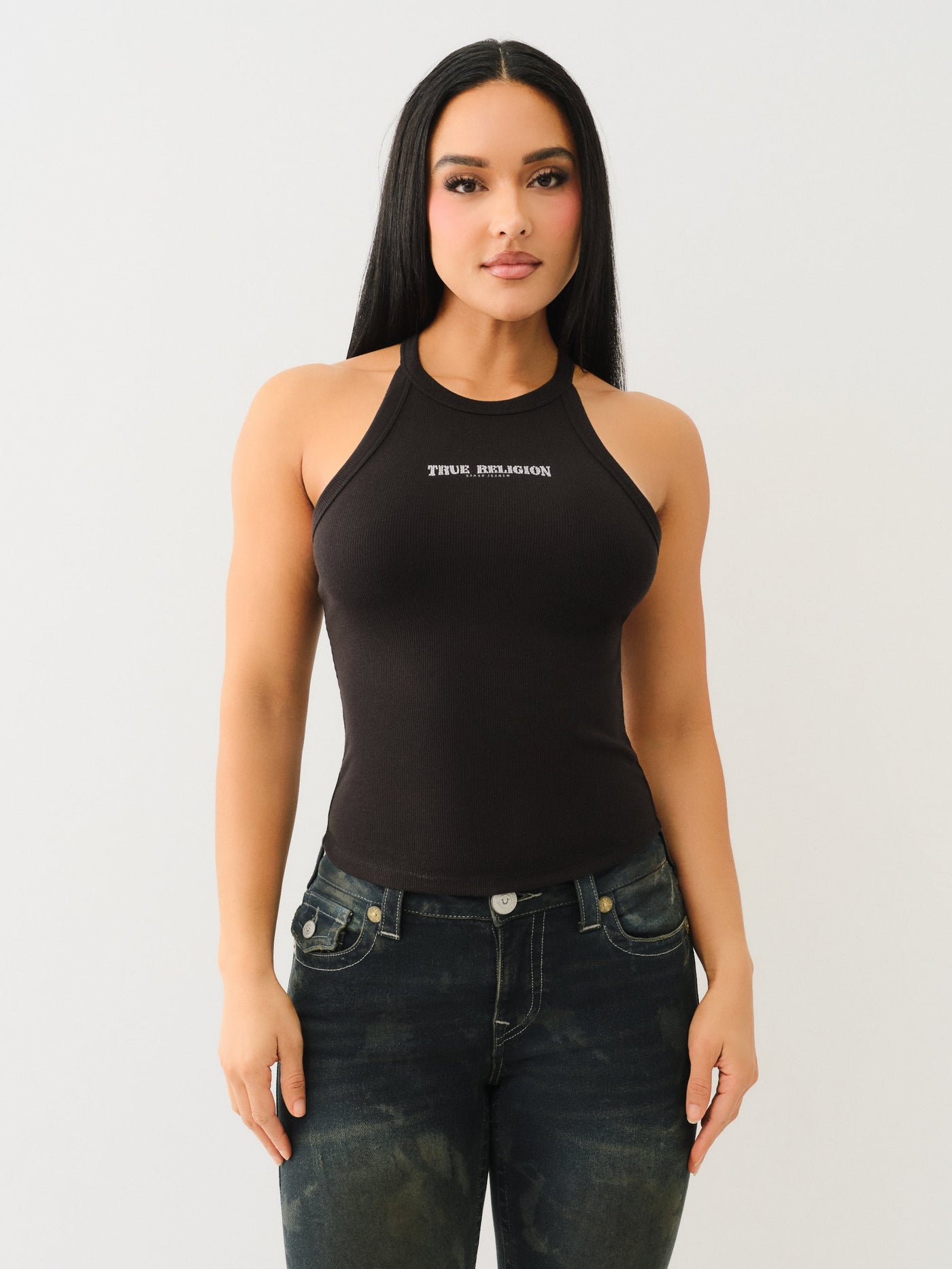 True Religion Og Srs Halter Tank Jet Black