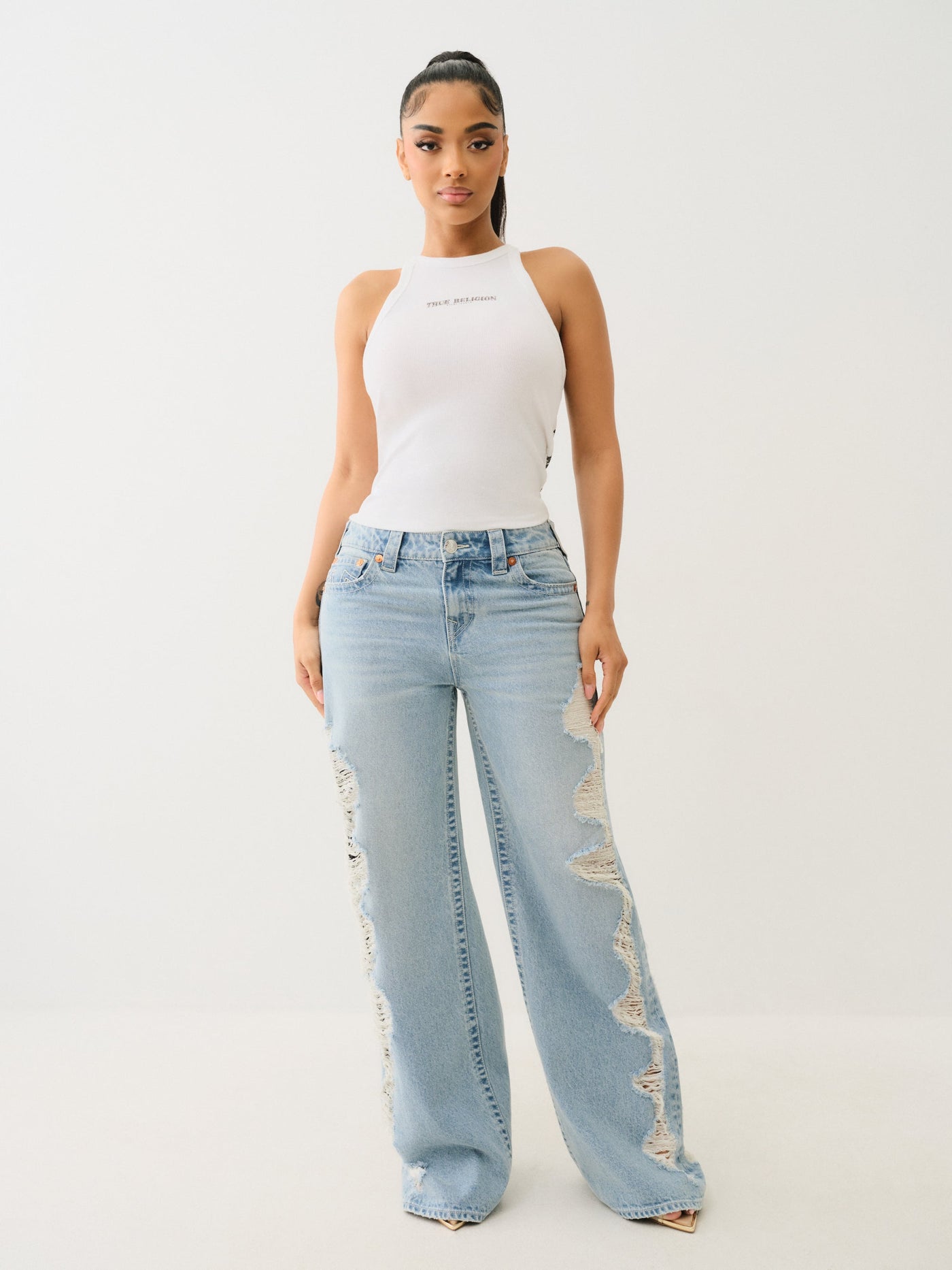 True Religion Og Srs Halter Tank Optic White