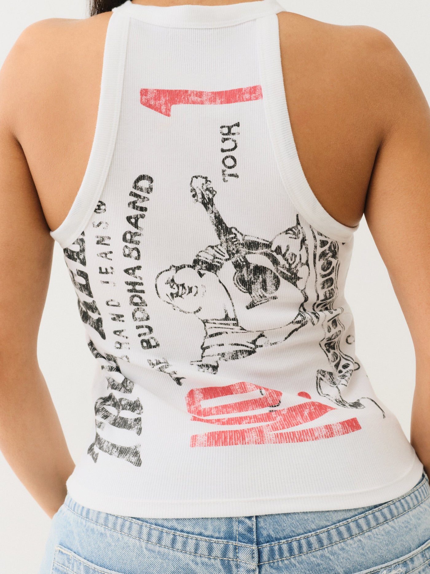 True Religion Og Srs Halter Tank Optic White