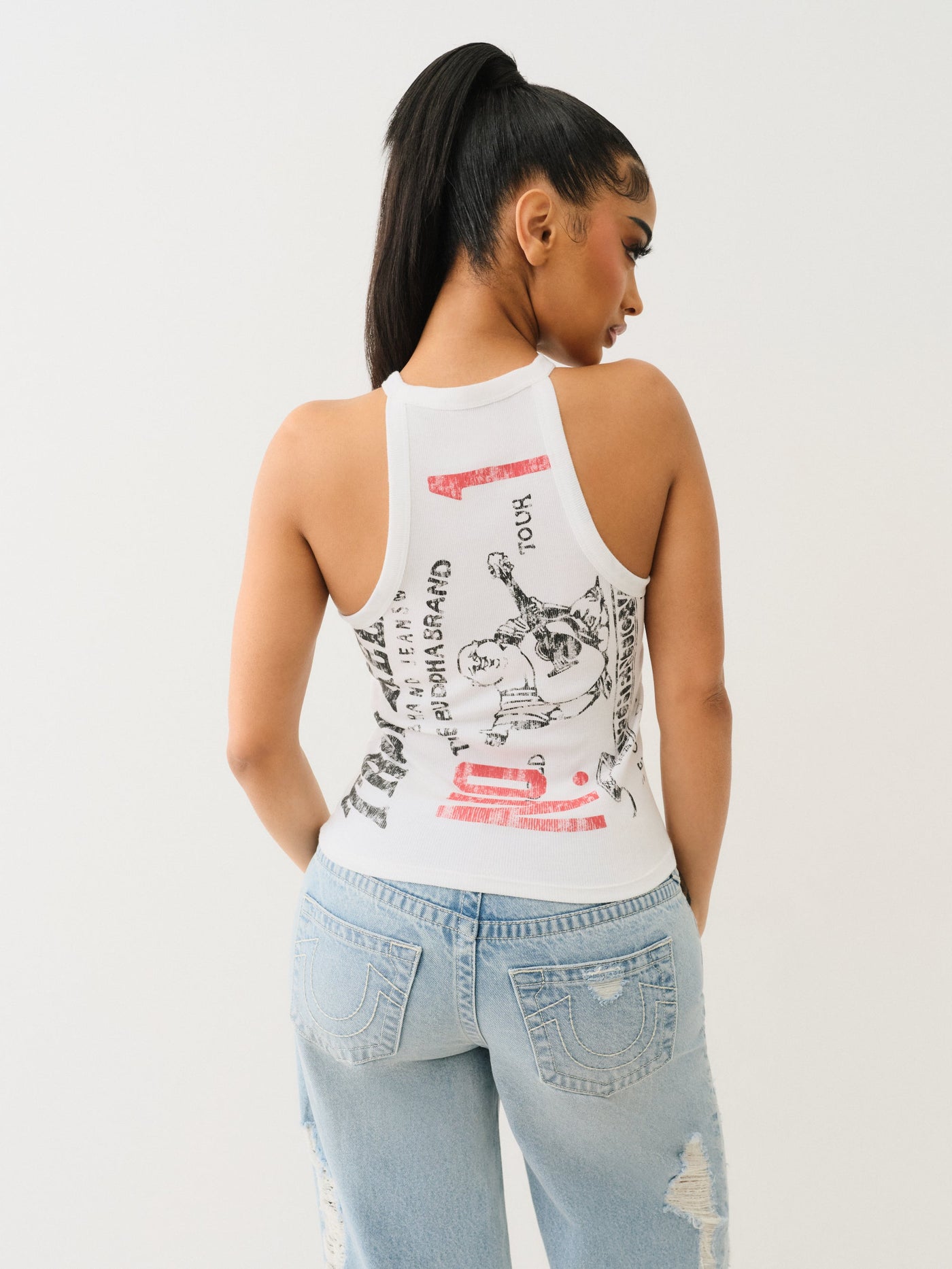 True Religion Og Srs Halter Tank Optic White