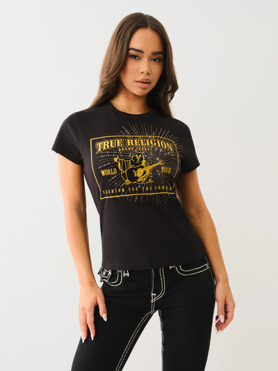 True Religion Crystal Srs Crew Neck Tee Jet Black