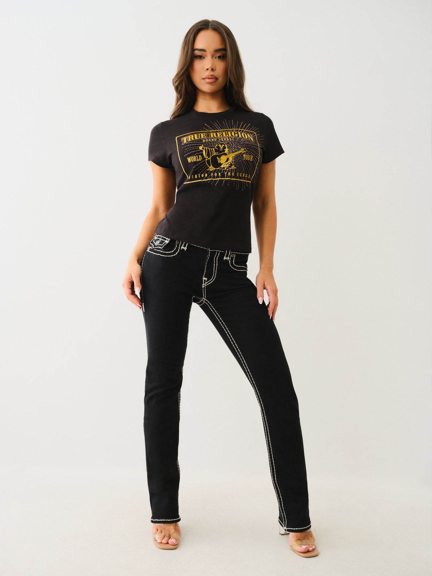 True Religion Crystal Srs Crew Neck Tee Jet Black