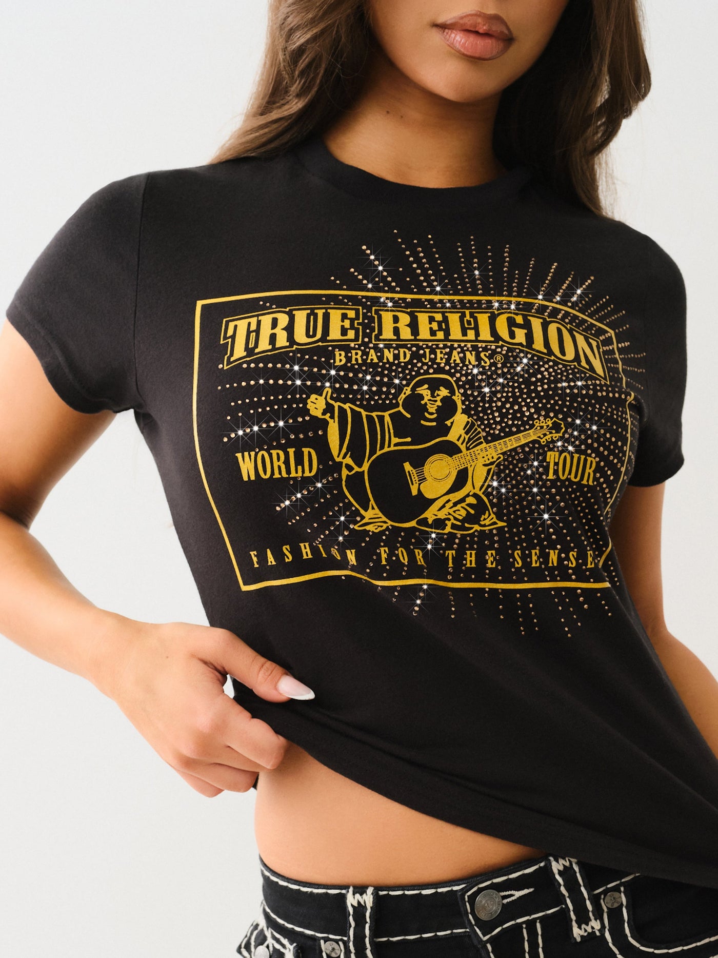 True Religion Crystal Srs Crew Neck Tee Jet Black