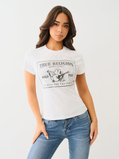 True Religion Crystal Srs Crew Neck Tee Optic White