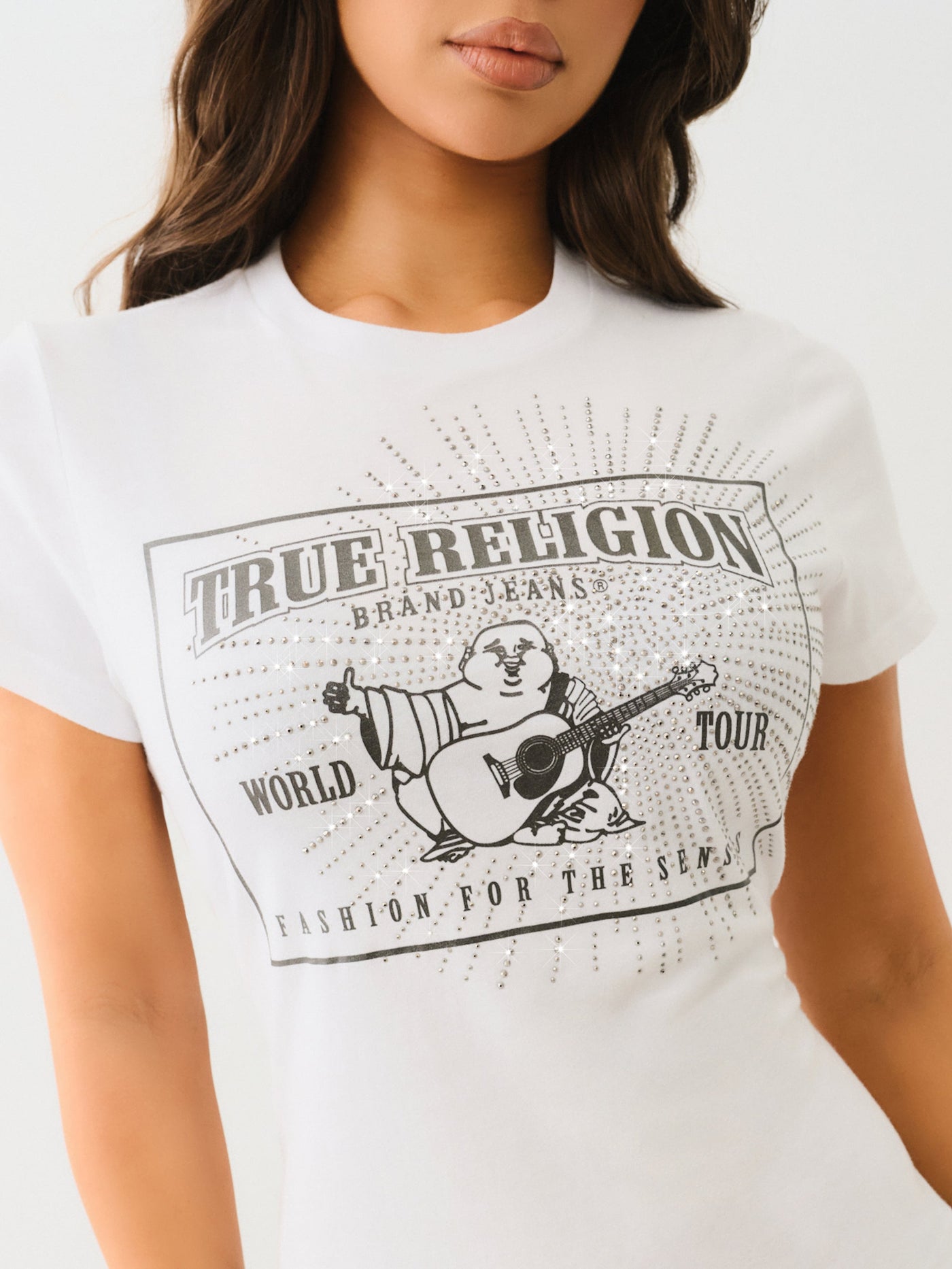 True Religion Crystal Srs Crew Neck Tee Optic White